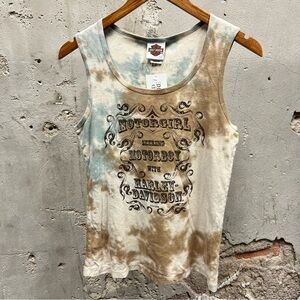 Harley Davidson Motorgirl Seeking Motorboy Tie Dye Tank Top Y2K Medium USA Made